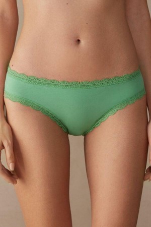 Intimissimi Bavlnene and Cipkovane Nohavičky Damske Mätové | SK XF2383
