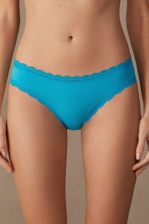 Intimissimi Bavlnene and Cipkovane Nohavičky Damske Tyrkysové | SK LH2385