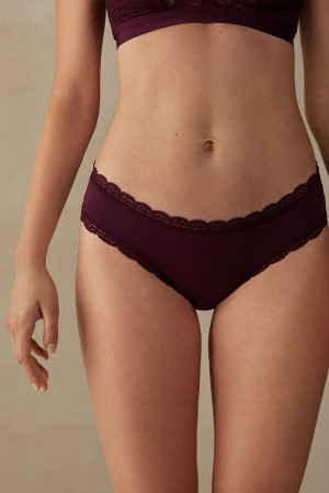 Intimissimi Bavlnene and Cipkovane Nohavičky Damske Nachový | SK PQ2394