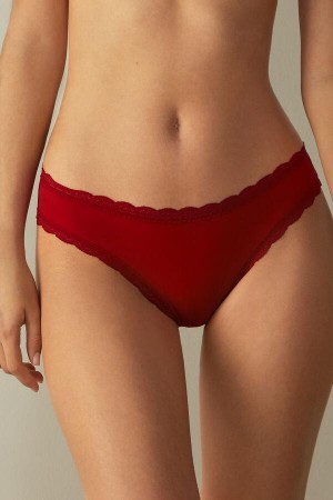 Intimissimi Bavlnene and Cipkovane Nohavičky Damske Červené | SK EX2401