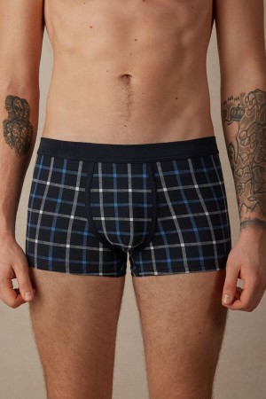 Intimissimi Blue Checkered in Stretch Supima® Bavlnene Boxer Panske Modre | SK MA2639