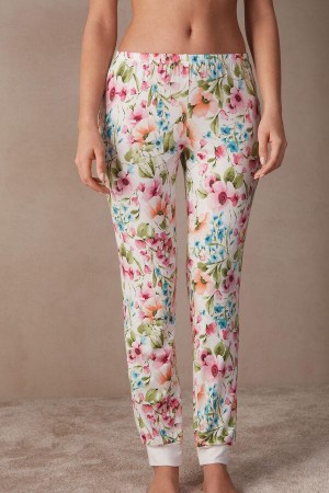 Intimissimi Botanical Lyrics Full Length Modal Pants Pyžamá Damske Biele | SK AP2036