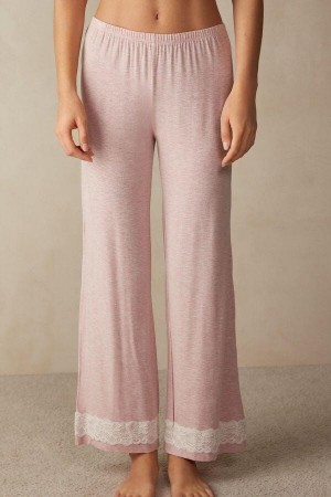 Intimissimi Cipkovane Trim Full Length Pants in Modal Pyžamá Damske Svetlo Ruzove | SK ZG2045