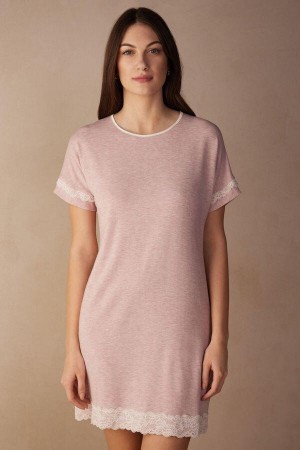 Intimissimi Cipkovane Trim Kratke Sleeve Nightgown Pyžamá Damske Svetlo Ruzove | SK YU2213