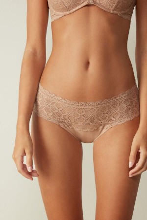 Intimissimi Cipkovane and Bavlnene High Rise Nohavičky Damske Béžové | SK KI2412