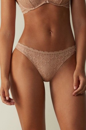 Intimissimi Cipkovane and Microfiber Brazilian Nohavičky Damske Béžové | SK DN2521