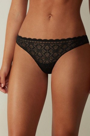 Intimissimi Cipkovane and Microfiber Brazilian Nohavičky Damske Čierne | SK IS2526