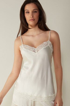 Intimissimi Cipkovane and Silk Tielko Damske Biele | SK AP1672
