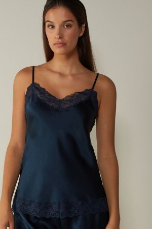Intimissimi Cipkovane and Silk Tielko Damske Modre | SK QZ1688