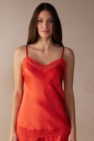 Intimissimi Cipkovane and Silk Tielko Damske Tmavo Červené | SK EX1742