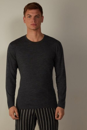 Intimissimi Crew-Neck Merino-Vlna Top Dlhym Rukavom Panske Siva | SK RW2937