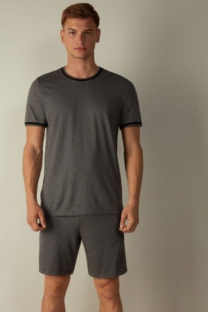Intimissimi Cropped Basic Supima® Bavlnene Pyžamá Panske Tmavo Siva | SK QZ2922
