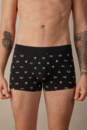 Intimissimi Dashboard Warning Light in Stretch Supima® Bavlnene Boxer Panske Čierne Svetlo | SK MA2657