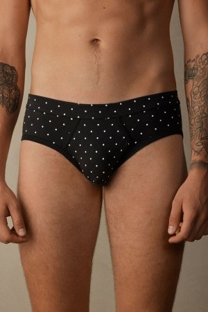 Intimissimi Dotted in Stretch Supima® Bavlnene Slipy Panske Čierne | SK IS2720