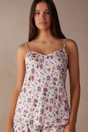 Intimissimi Dreaming of Spring Satin Top Pyžamá Damske Biele | SK XF2098