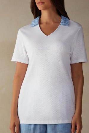 Intimissimi Early in the Morning Bavlnene Cloth Kratke Sleeve Top Pyžamá Damske Biele | SK UT2110