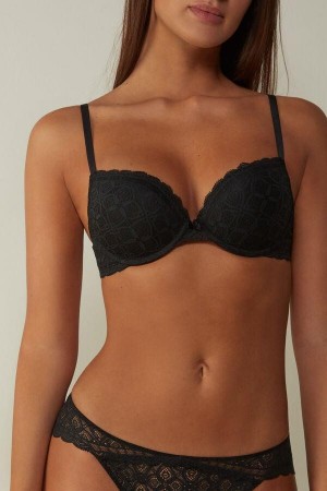 Intimissimi Elettra Super Push-up in Cipkovane Podprsenky Damske Čierne | SK DN1310