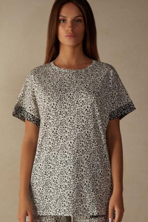 Intimissimi Floral Affair Kratke Sleeve Bavlnene T Shirt Pyžamá Damske Svetlo Žlté | SK EX2106