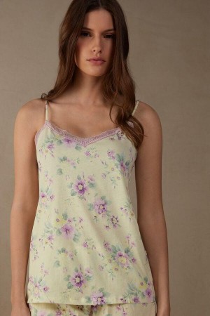 Intimissimi Flower Power Top in Supima® Ultrafresh Bavlnene Pyžamá Damske Žlté | SK KI2121