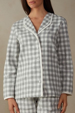 Intimissimi Gingham Lover Shirt in Brushed Cloth Pyžamá Damske Siva | SK LH2174