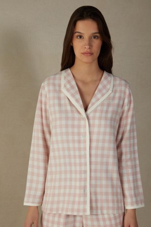 Intimissimi Gingham Lover Shirt in Brushed Cloth Pyžamá Damske Ruzove | SK CE2177