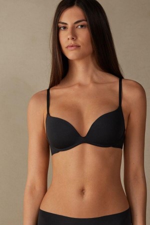 Intimissimi Gioia B Cup Microfiber Super Push-Up Podprsenky Damske Čierne | SK UT1356