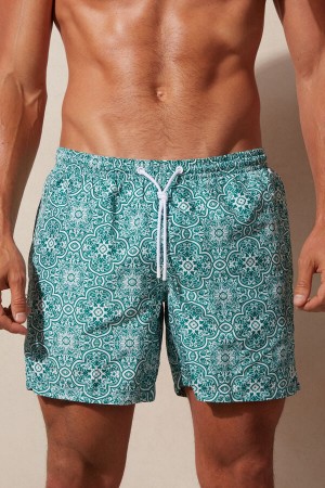 Intimissimi Green Majolica Print Pretekarske Plavky Panske Biele Zelene | SK WY2752