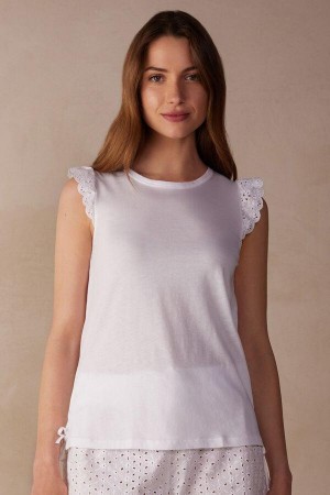 Intimissimi Hello Sunshine Tank Top in Supima® Ultrafresh Bavlnene Pyžamá Damske Biele | SK AP2088