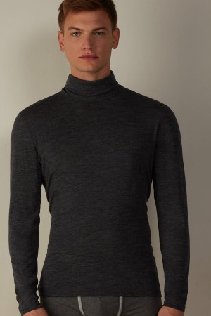 Intimissimi High-Neck Merino-Vlna Top Dlhym Rukavom Panske Siva | SK YU2935