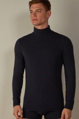 Intimissimi High-Neck Modal-Cashmere Top Dlhym Rukavom Panske Modre | SK UT2934