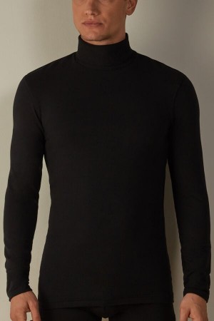 Intimissimi High-Neck Modal-Cashmere Top Dlhym Rukavom Panske Čierne | SK WY2939