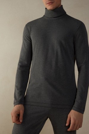 Intimissimi High-Neck Modal-Cashmere Top Dlhym Rukavom Panske Tmavo Siva | SK KI2949