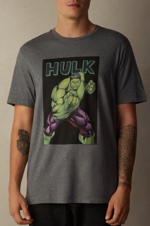 Intimissimi Hulk Print Tricko Panske Tmavo Siva | SK NB2995