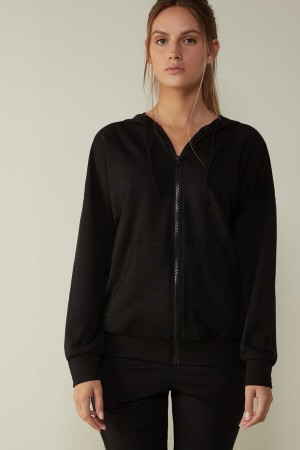 Intimissimi In Action Hoodie Sweatshirt Dlhym Rukavom Damske Čierne | SK LH1810