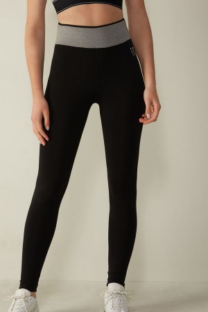 Intimissimi In Action in Organic Stretch Bavlnene Nohavice Damske Čierne Siva | SK CE1787