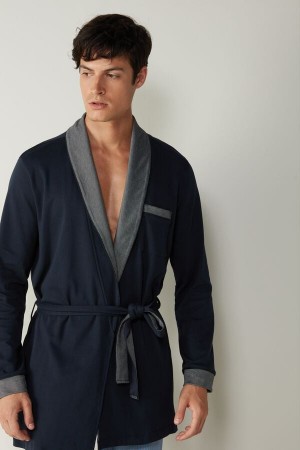 Intimissimi Interlock Bavlnene Smoking Jacket Pyžamá Panske Modre | SK FM2882