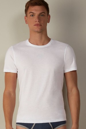 Intimissimi Kratke-Sleeve Crew-Neck in Extra-Fine Supima® Bavlnene Tricko Panske Biele | SK GL3023