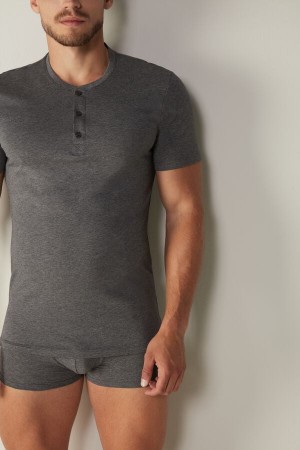 Intimissimi Kratke-Sleeved Supima® Bavlnene Tricko Panske Tmavo Siva | SK WY2992