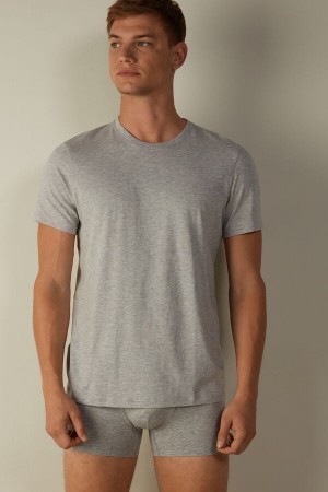 Intimissimi Kratke Sleeve Crew Neck T Shirt in Supima® Bavlnene Pyžamá Panske Svetlo Siva | SK ZG2902