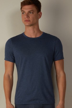 Intimissimi Kratke Sleeve Crew Neck T Shirt in Supima® Bavlnene Pyžamá Panske Modre | SK LH2903
