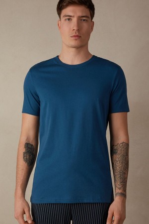 Intimissimi Kratke Sleeve Crew Neck in Supima® Bavlnene Tricko Panske Biele Modre | SK YU3006