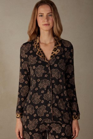 Intimissimi Lady Animalier Modal Shirt Pyžamá Damske Čierne | SK NB2154