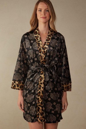 Intimissimi Lady Animalier Velvet Kimono Pyžamá Damske Čierne | SK BC2205