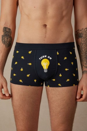 Intimissimi Light Bulb in Stretch Supima® Bavlnene Boxer Panske Modre Svetlo | SK JJ2621