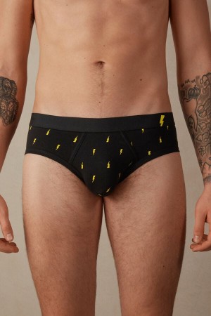 Intimissimi Lightning Bolt in Stretch Supima® Bavlnene Slipy Panske Čierne | SK UT2721