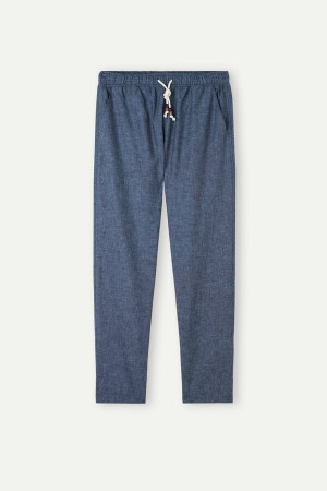 Intimissimi Linen and Bavlnene Full Length Nohavice Panske Modre | SK HK2977