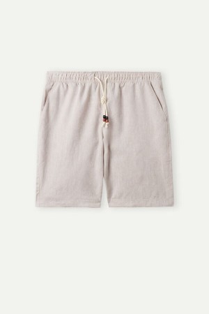Intimissimi Linen and Bavlnene Kratasy Panske Béžové Biele | SK AP2983
