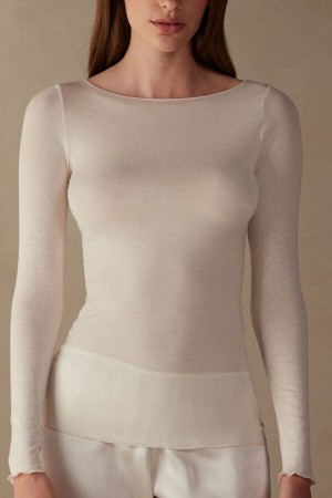 Intimissimi Lodné Neck Modal Cashmere Ultralight Top Dlhym Rukavom Damske Svetlo Žlté | SK DN1804