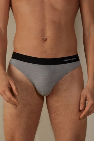 Intimissimi Logo Detailed Microfiber Tanga Slipy Panske Svetlo Siva | SK UT2676