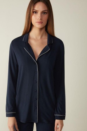 Intimissimi Long-Sleeve Micromodal Top Pyžamá Damske Modre | SK WY2183